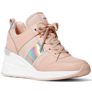 Michael Kors Georgie Soft Pink Trainer Wedges Sneakers Shoes Flat Multi Size NEW